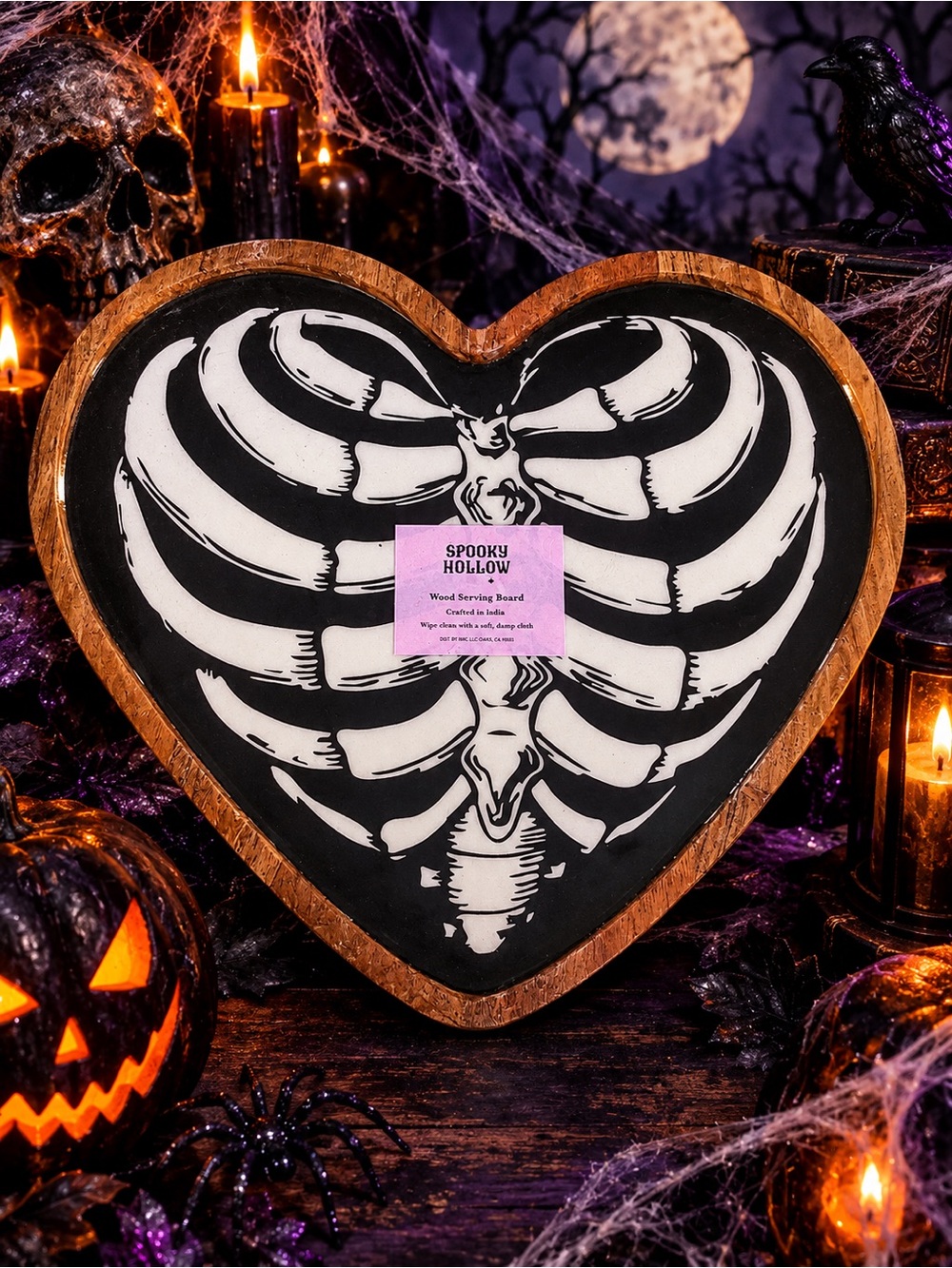 Heart-Shaped Skeleton Ribcage Serving Board